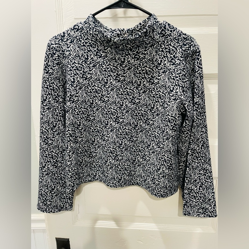 Women's Blue Tassel Top, Navy and White, Size Small
